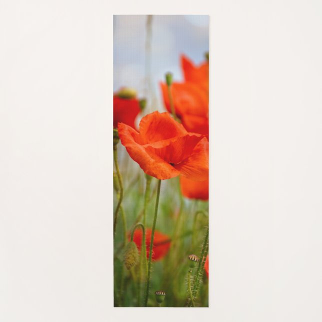 Roter Mohn und ein dunkler Mohn Yogamatte (Vorderseite)