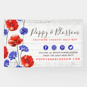 Roter Mohn und Kornblume Rustikale Boutique aus Ho Banner