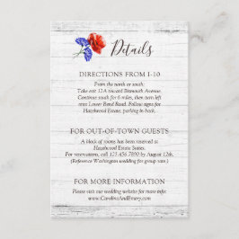 Roter Mohn und Kornblume Rustikale Details / Richt Begleitkarte