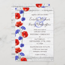 Roter Mohn und Kornblume Rustikale Hochzeit aus Ho