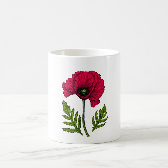 Roter Mohn zeichnend 3 Kaffeetasse (Mittel)