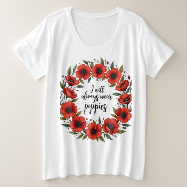 Roter Mohn zur Ehrung von Veteranen Große Größe T-Shirt (Design vorne)