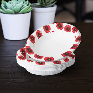Roter Mohnanstrich Blume Edge Red and White Floral Pappteller