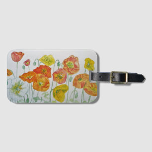 Roter Mohnblumen-Blumen-Wasserfarben-Gepäckanhänge Gepäckanhänger