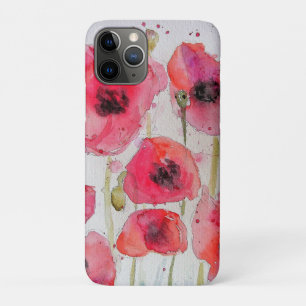 Roter Mohnblumen-Blumen-Watercolor-Gepäckanhänger Case-Mate iPhone Hülle