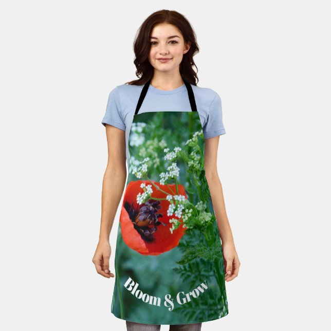 Roter Mohnblumen-Makro-Art: Küchenschürze Schürze (Getragen)