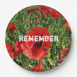 Roter Mohnblumen-Pappteller Pappteller