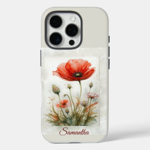 Roter Mohngarten Blume Individuelle Name iPhone 16 Pro Hülle
