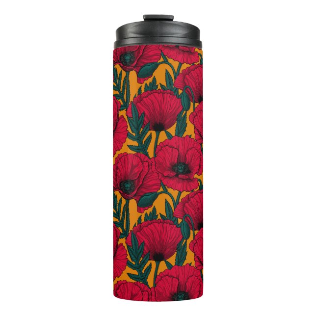 Roter Mohngartenthermalwäscher Thermosbecher (Vorderseite)