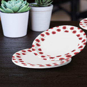Roter Mohnmuster Buffet Party Papierplatte Pappteller