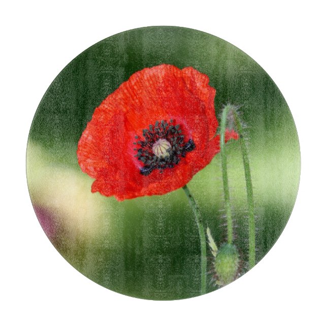 Roter Mohnsaat Schneidebrett (Vorderseite)