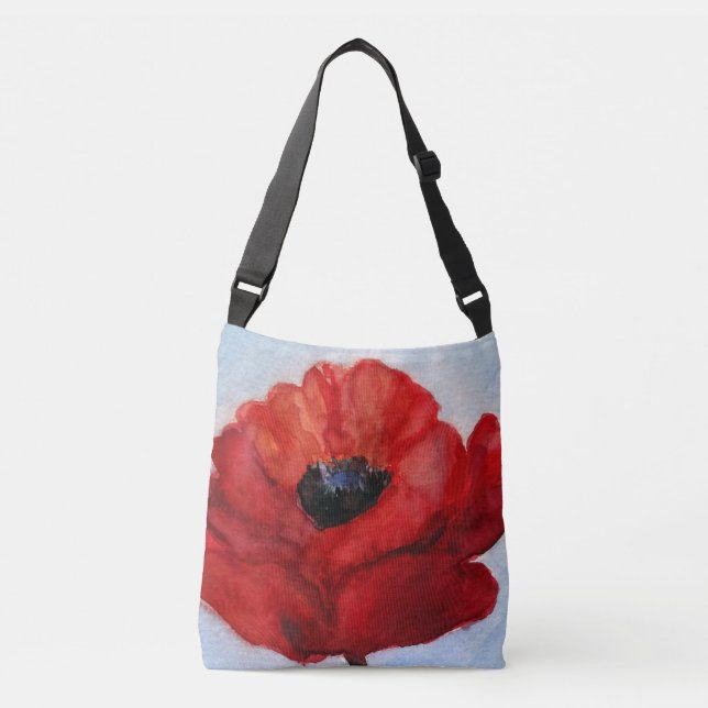 Roter Mohnsteg Blume Kreuzung Tasche (Vorderseite)