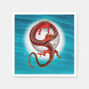 Roter Mond-Drache Himmels-Fantasy-Kunst Serviette