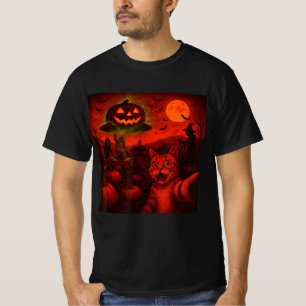 roter Mond Katze Selfie Bigfoot Gruselpumpkins T-Shirt