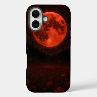 Roter Mond über dem stillen Feld iPhone 16 Hülle