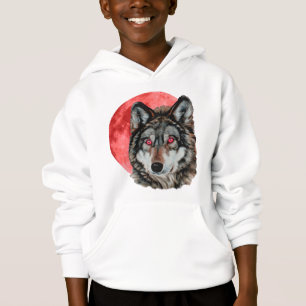 Roter Mond-Wolf Hoodie