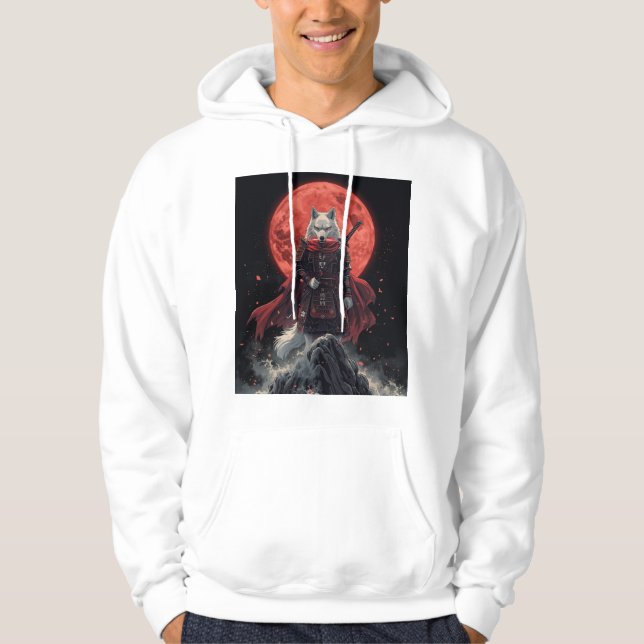 Roter Mond Wolf Ronin Hoodie (Vorderseite)