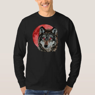 Roter Mond-Wolf T-Shirt