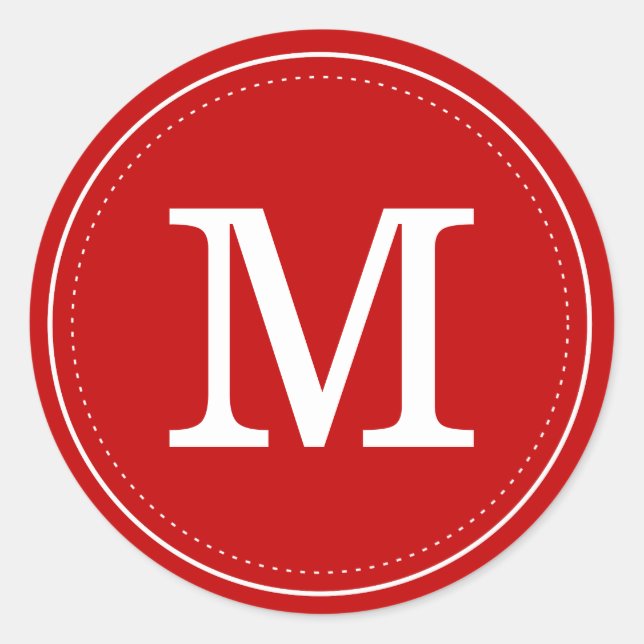 Roter Monogramm-Umschlag Aufkleber (Vorderseite)