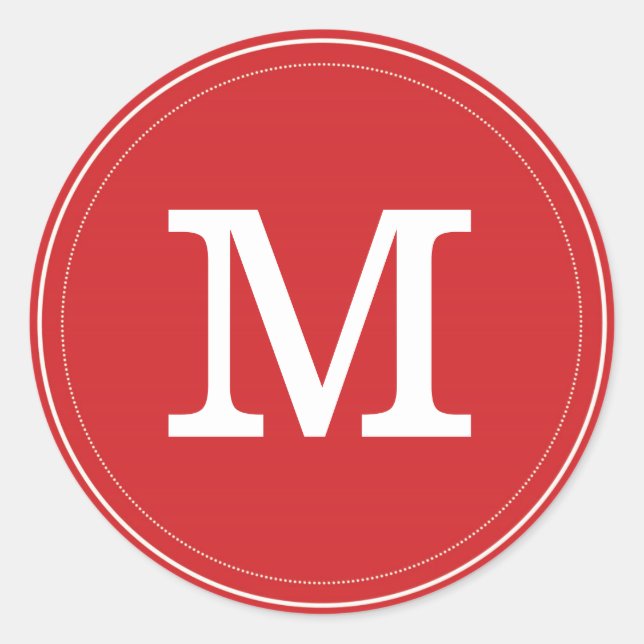 Roter Monogramm Umschlag Aufkleber Klassischer Run (Vorderseite)