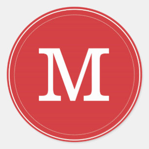 Roter Monogramm Umschlag Aufkleber Klassischer Run