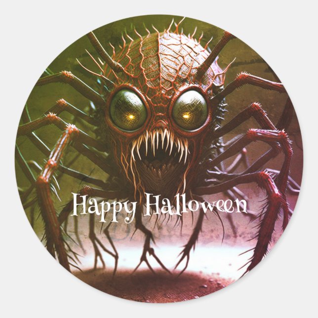 Roter Monster Halloween Sticker (Vorderseite)