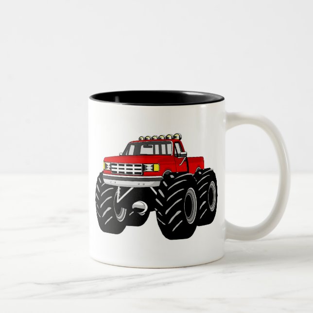 ROTER MONSTER-LKW ZWEIFARBIGE TASSE (Rechts)