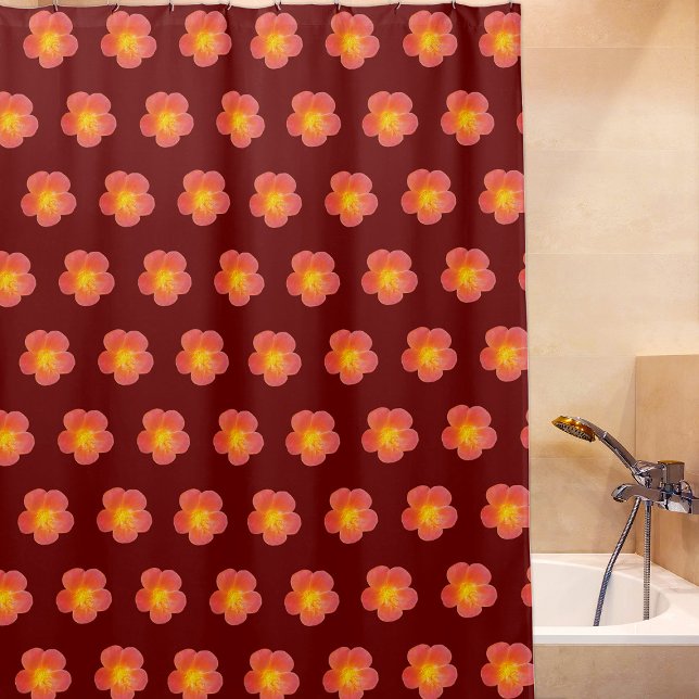 Roter Moss Rose Blume Nahtloses Muster auf Duschvorhang (Red Moss Rose flower seamless pattern on shower curtain)