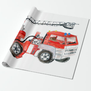 Roter Motor, Bild eines Feuerwehrwagens Geschenkpapier