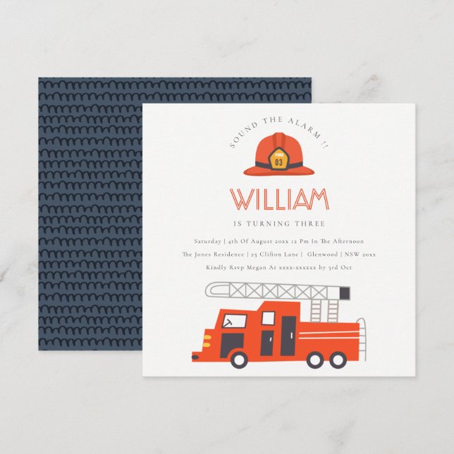 Roter Motor für Feuerwehrfahrzeuge Kinder jeden Al Dankeskarte (Vorne/Hinten)