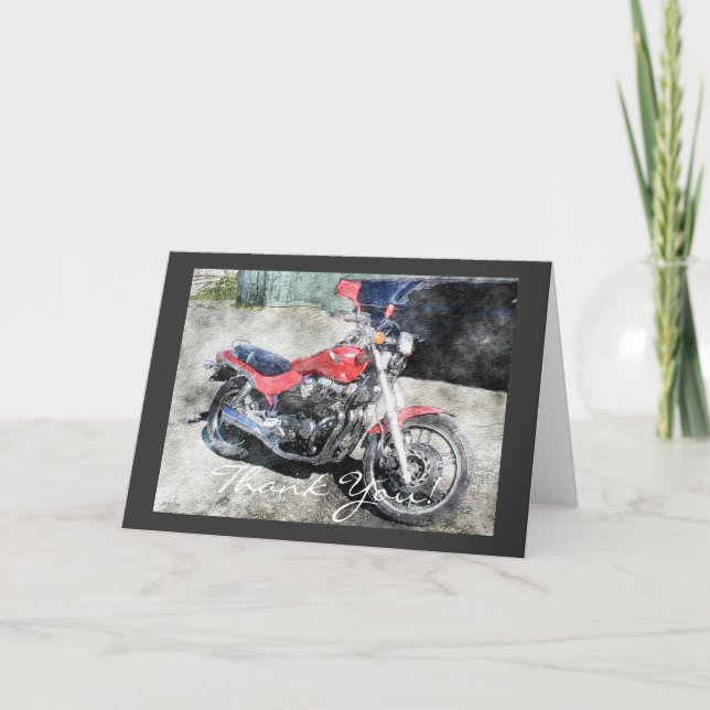 Roter Motorrad-Radfahrer danken Ihnen zu kardieren Dankeskarte (Vorderseite)