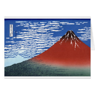 Roter Mount Fuji Vintage-Japanischer Druck