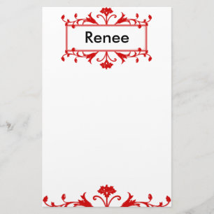 Roter Name oder Monogramm anpassbar Briefpapier