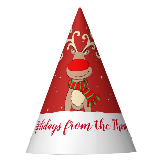 Roter Namenshut Weihnachtsdes großen Geweih-Rens Partyhütchen (Vorderseite)