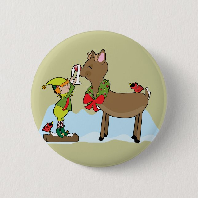 Roter Nasen-Ren-Knopf Button (Vorderseite)