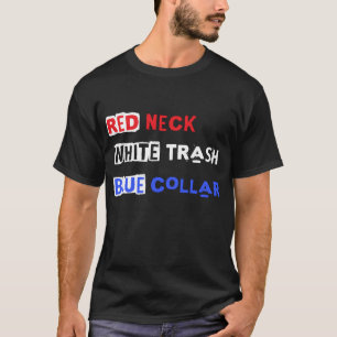Roter Neck Weißer Trash Blauer Colline T-Shirt
