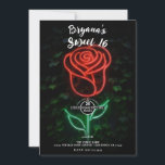 Roter Neon Light Glühende Rose Ivy Sweet 16 16. Einladung<br><div class="desc">Passen Sie Ihre woll-Möglichkeiten an.</div>