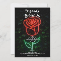 Roter Neon Light Glühende Rose Ivy Sweet 16 16.