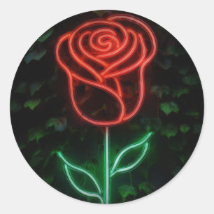 Roter Neon Light Glühende Rose Ivy Sweet 16 16. Runder Aufkleber