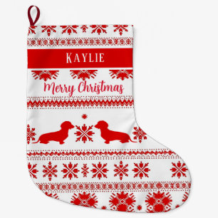 Roter nordischer Dachshund-Hund Weihnachten Großer Weihnachtsstrumpf