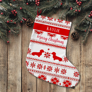 Roter nordischer Dachshund-Hund Weihnachten Großer Weihnachtsstrumpf