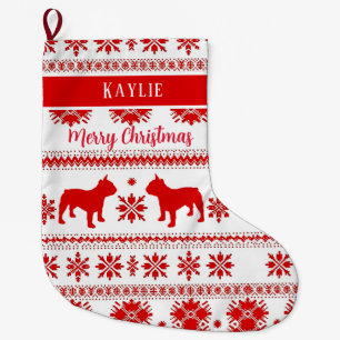 Roter nordischer Französischer Bulldogge Weihnacht Großer Weihnachtsstrumpf