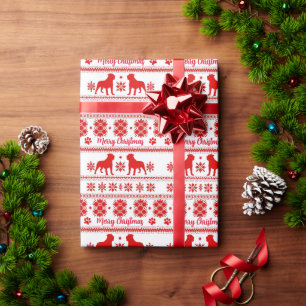 Roter nordischer Rottweiler-Hund Weihnachten Geschenkpapier