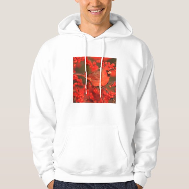 Roter Nördlicher Kardinal männlich, IL Hoodie (Vorderseite)