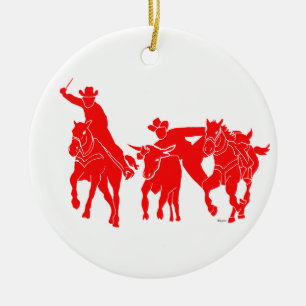 Roter Ochse-Ringkämpfer Keramikornament