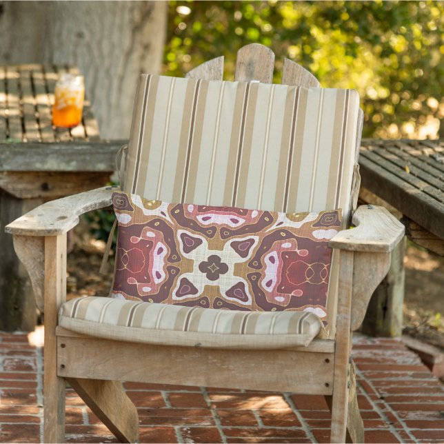 Roter Ocker Mustard Yellow Taupe Brown Art Kissen Für Draußen (Stuhl )