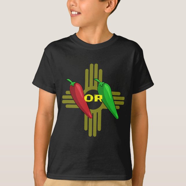 Roter oder grüner Chile Hatch New Mexico Zia T-Shirt (Vorderseite)