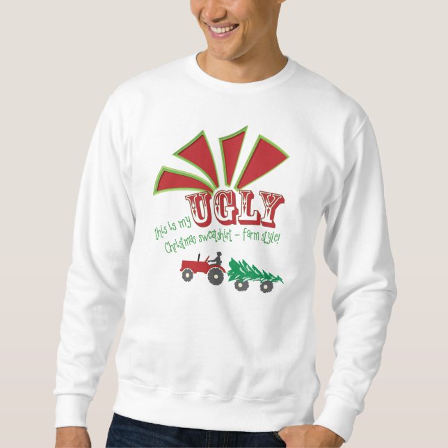 Roter oder grüner Traktor-hässliches Sweatshirt (Vorderseite)