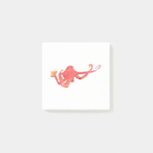 Roter Oktopus Bierliebhaber Post-it Klebezettel