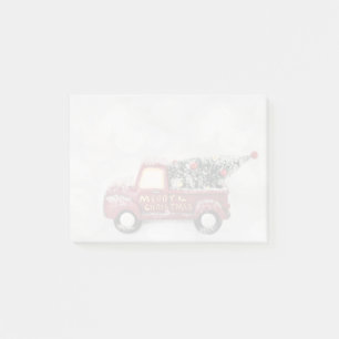 roter Oldtimer-LKW auf grauem Bokeh-Hintergrund Post-it Klebezettel